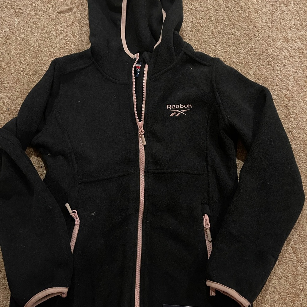 Reebok Black Kids Hoodie Zip Up Fleece